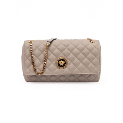 Versace Taupe Quilted Leather Shoulder Strap Bag