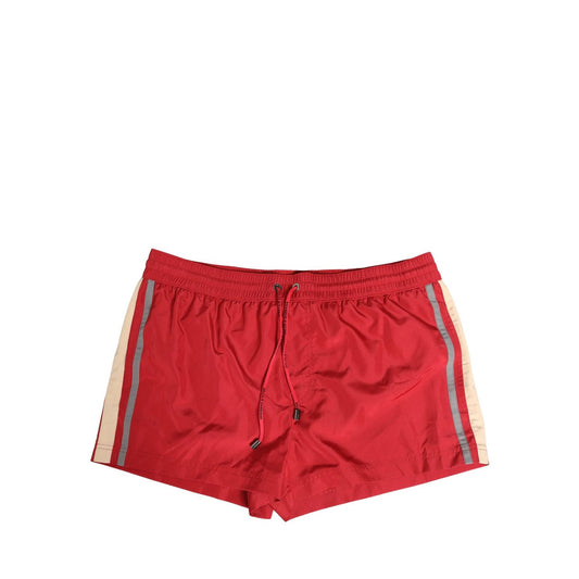 Dolce & Gabbana Red Polyester Men Drawstring Shorts Swimwear