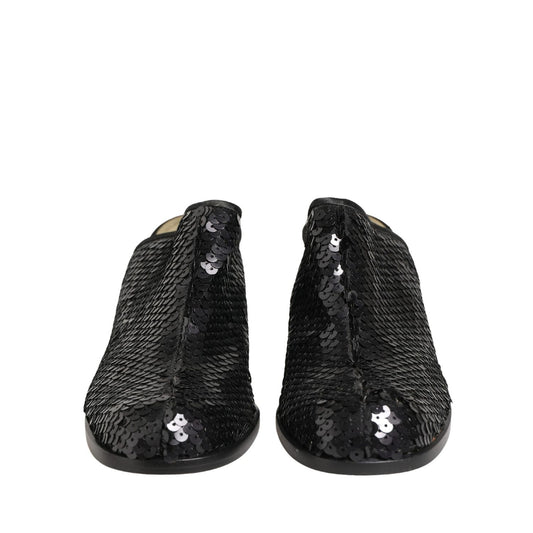 Dolce & Gabbana Black Sequined Mules Shoes