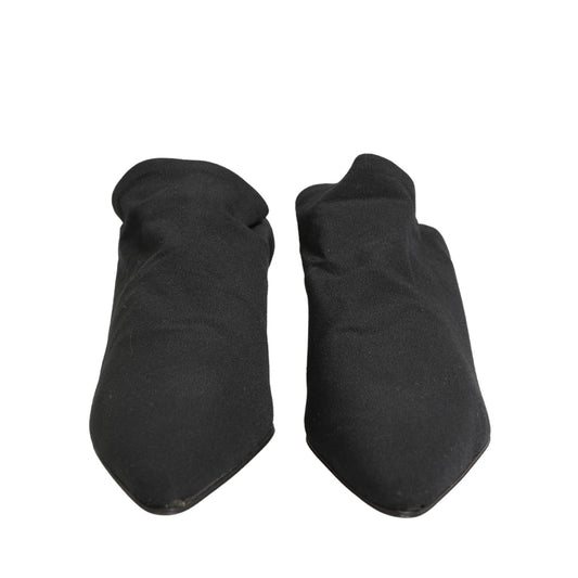 Dolce & Gabbana Black Suede Heel Mule Shoes