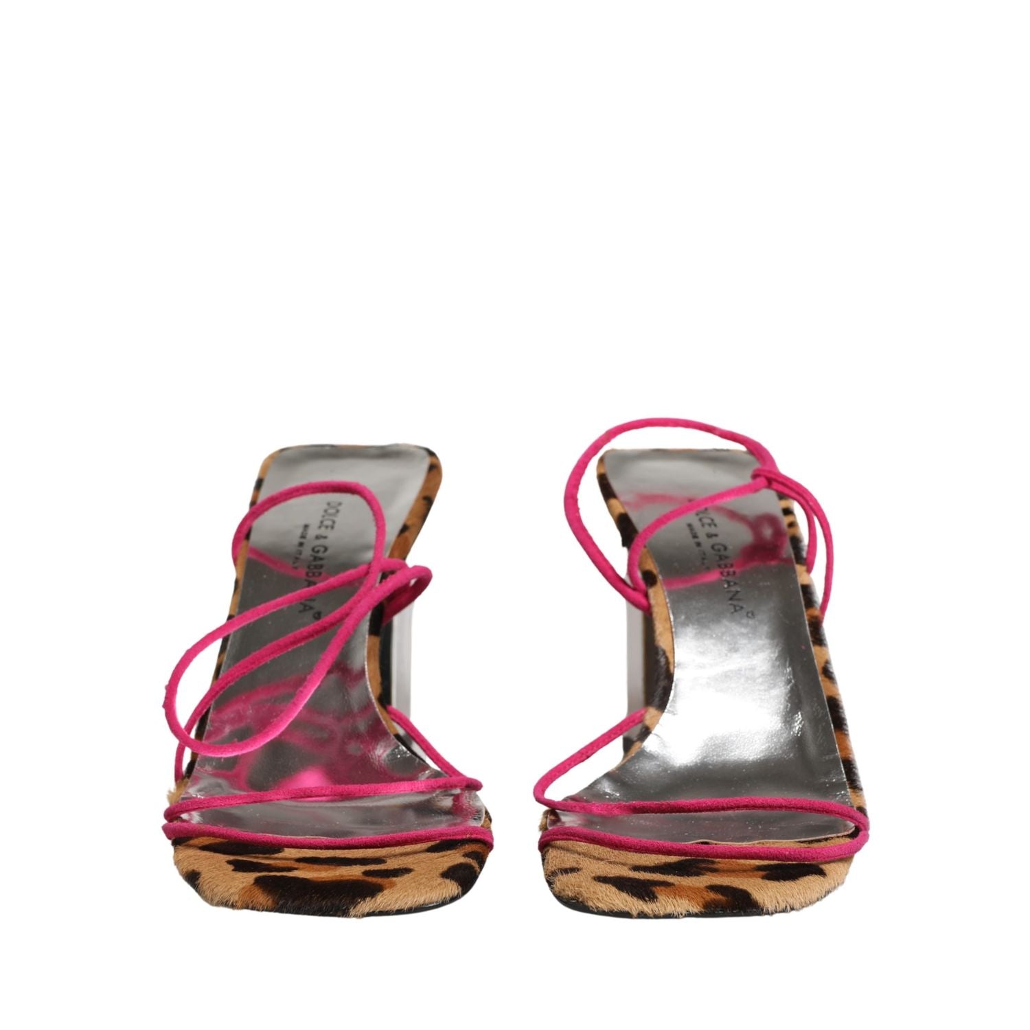 Dolce & Gabbana Multicolor Leather Block Heels Sandals Shoes