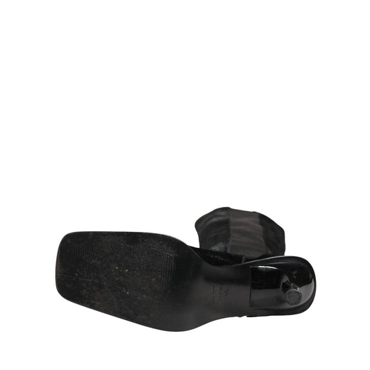 Dolce & Gabbana Black Suede Leather Knee High Boots Shoes