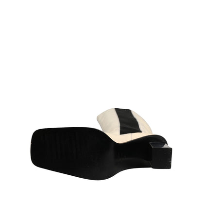 Dolce & Gabbana White Black Leather Knee High Boots Shoes
