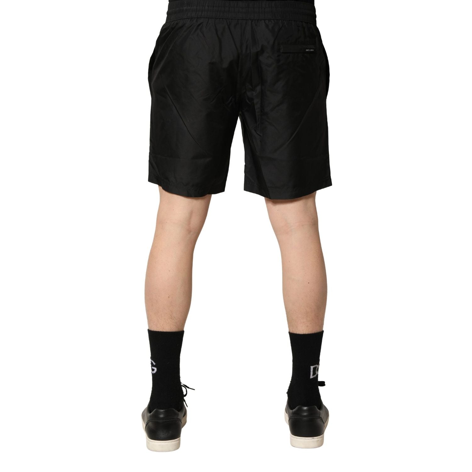 Dolce & Gabbana Black Polyester Drawstring Men Shorts Swimwear