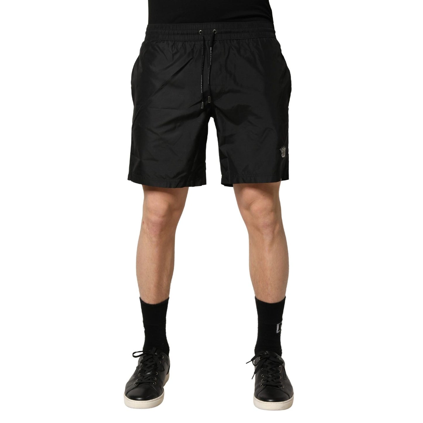 Dolce & Gabbana Black Polyester Drawstring Men Shorts Swimwear