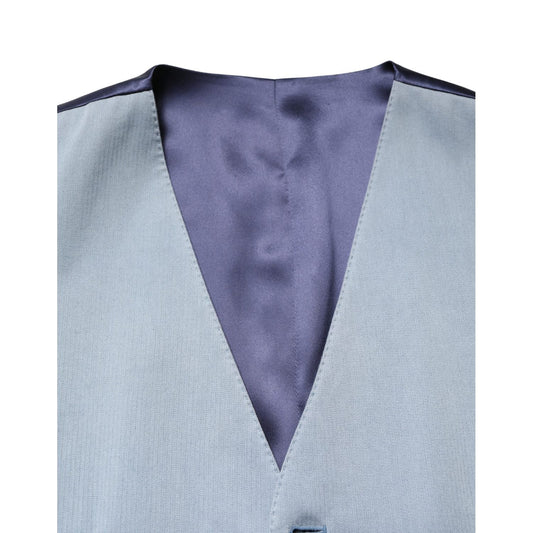 Dolce & Gabbana Gray Wool Single Breasted Men Waistcoat Vest