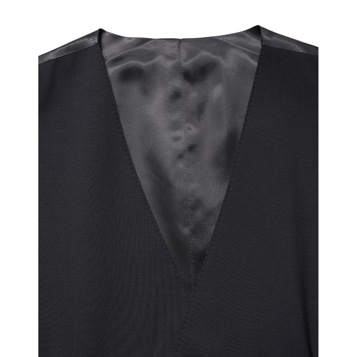 Dolce & Gabbana Black Wool Single Breasted Waistcoat Vest