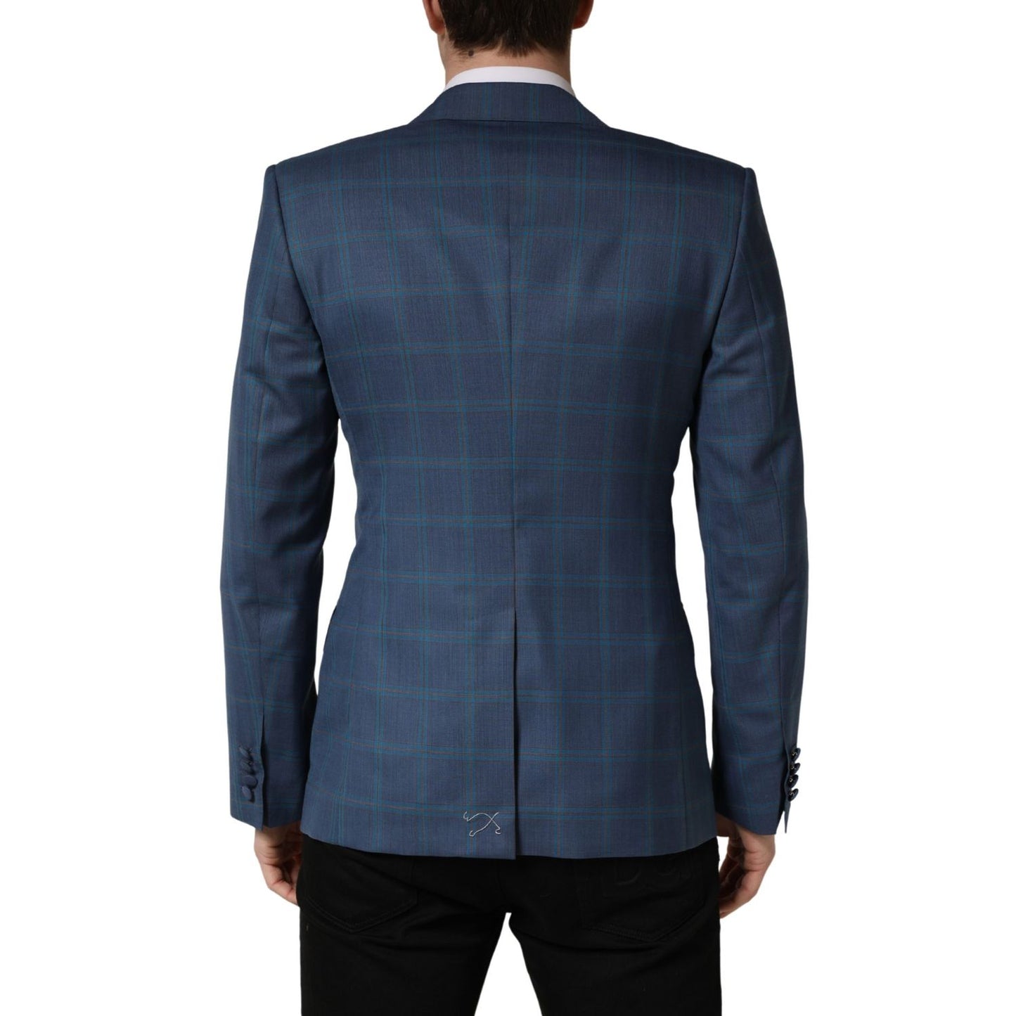 Dolce & Gabbana Blue Checked Double Breasted Men Suit Jacket