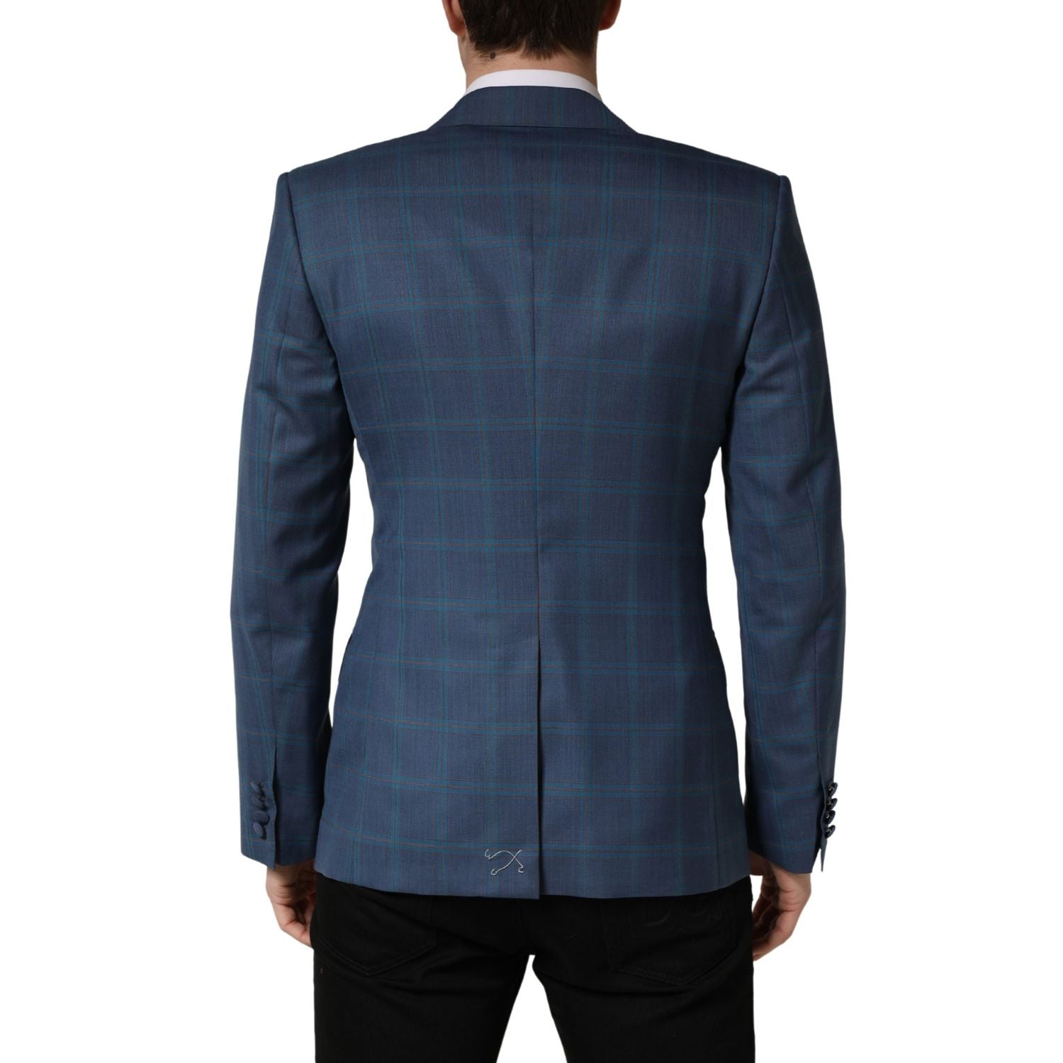 Dolce & Gabbana Blue Checked Double Breasted Men Suit Jacket