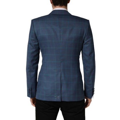 Dolce & Gabbana Blue Checked Double Breasted Men Suit Jacket