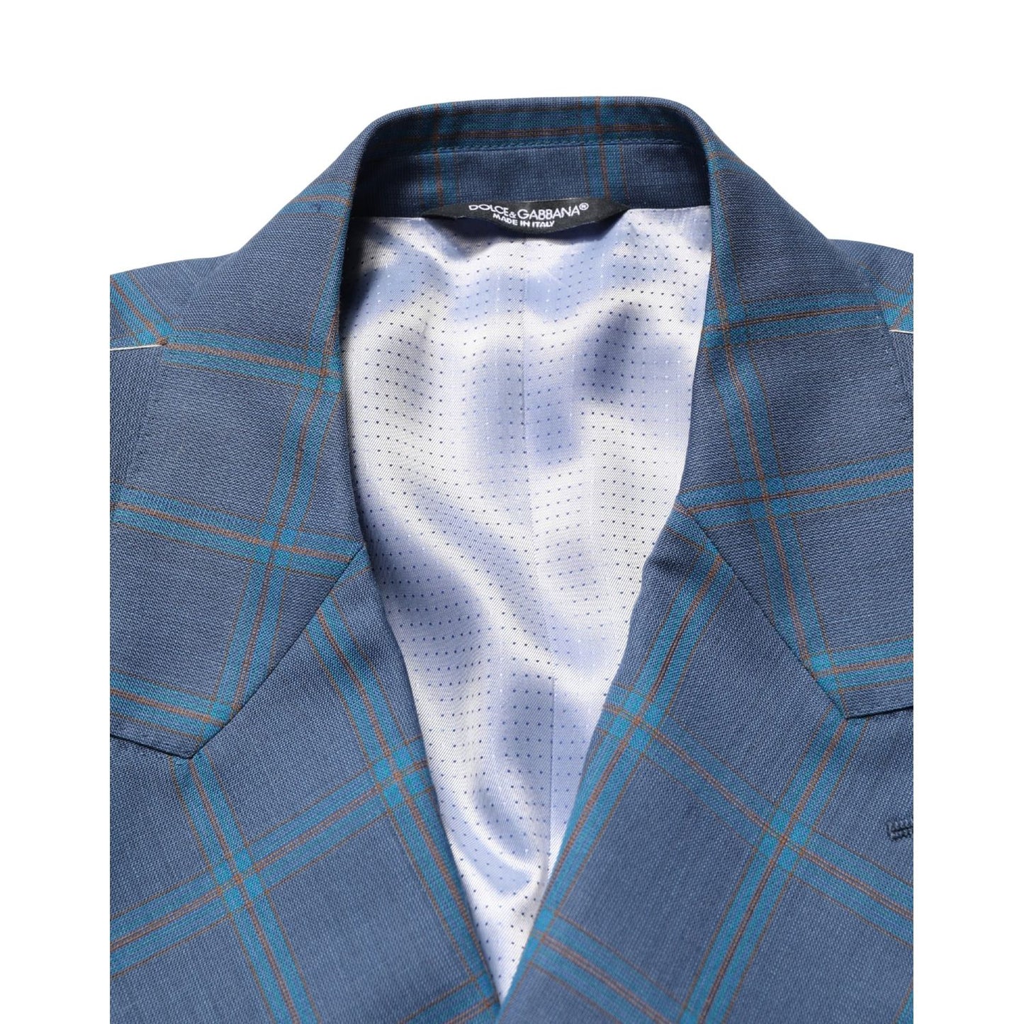 Dolce & Gabbana Blue Checked Double Breasted Men Suit Jacket