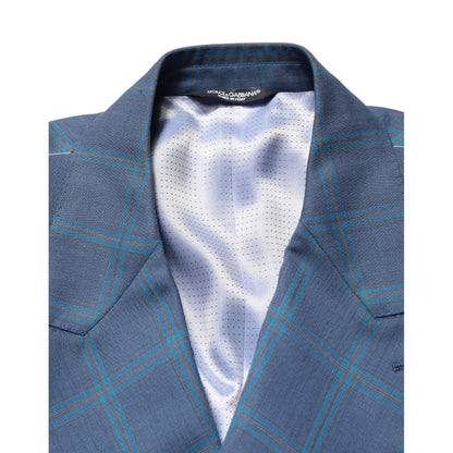 Dolce & Gabbana Blue Checked Double Breasted Men Suit Jacket