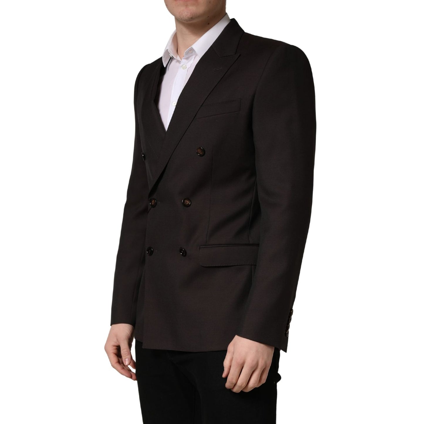 Dolce & Gabbana Dark Violet Wool Double Breasted Suit Jacket