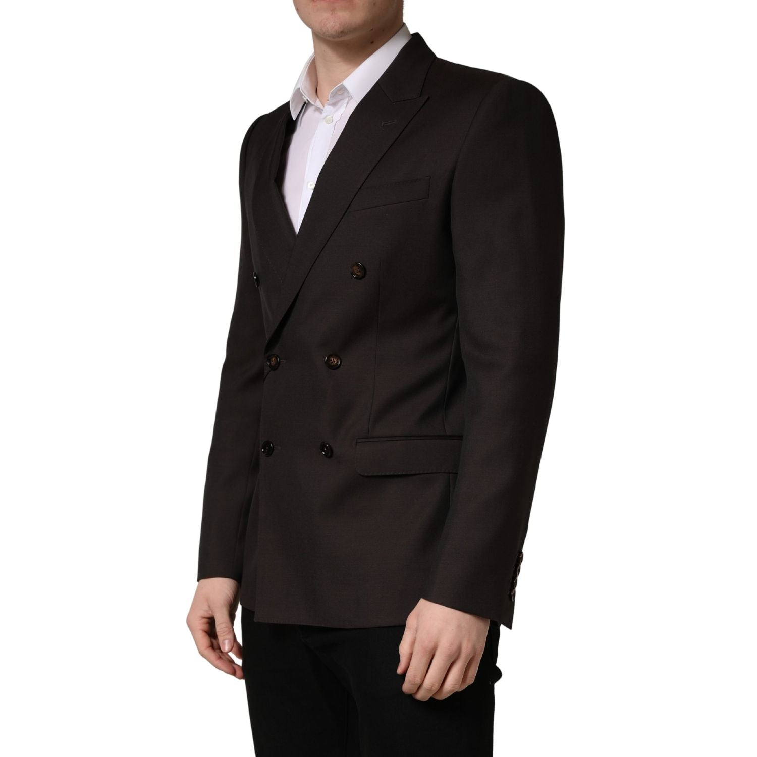 Dolce & Gabbana Dark Violet Wool Double Breasted Suit Jacket