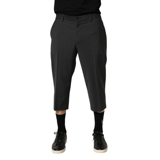 Dolce & Gabbana Dark Gray Wool Cropped Chino Trouser Pants