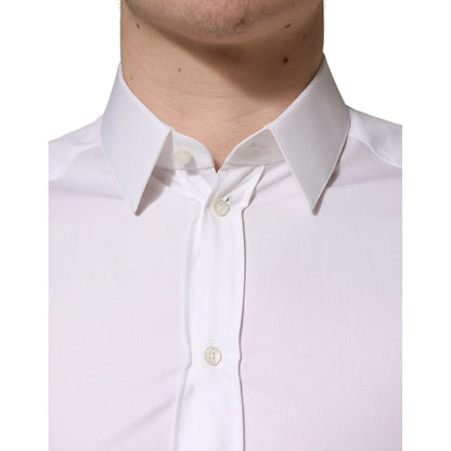 Dolce & Gabbana White Cotton Short Sleeves Button Down Shirt