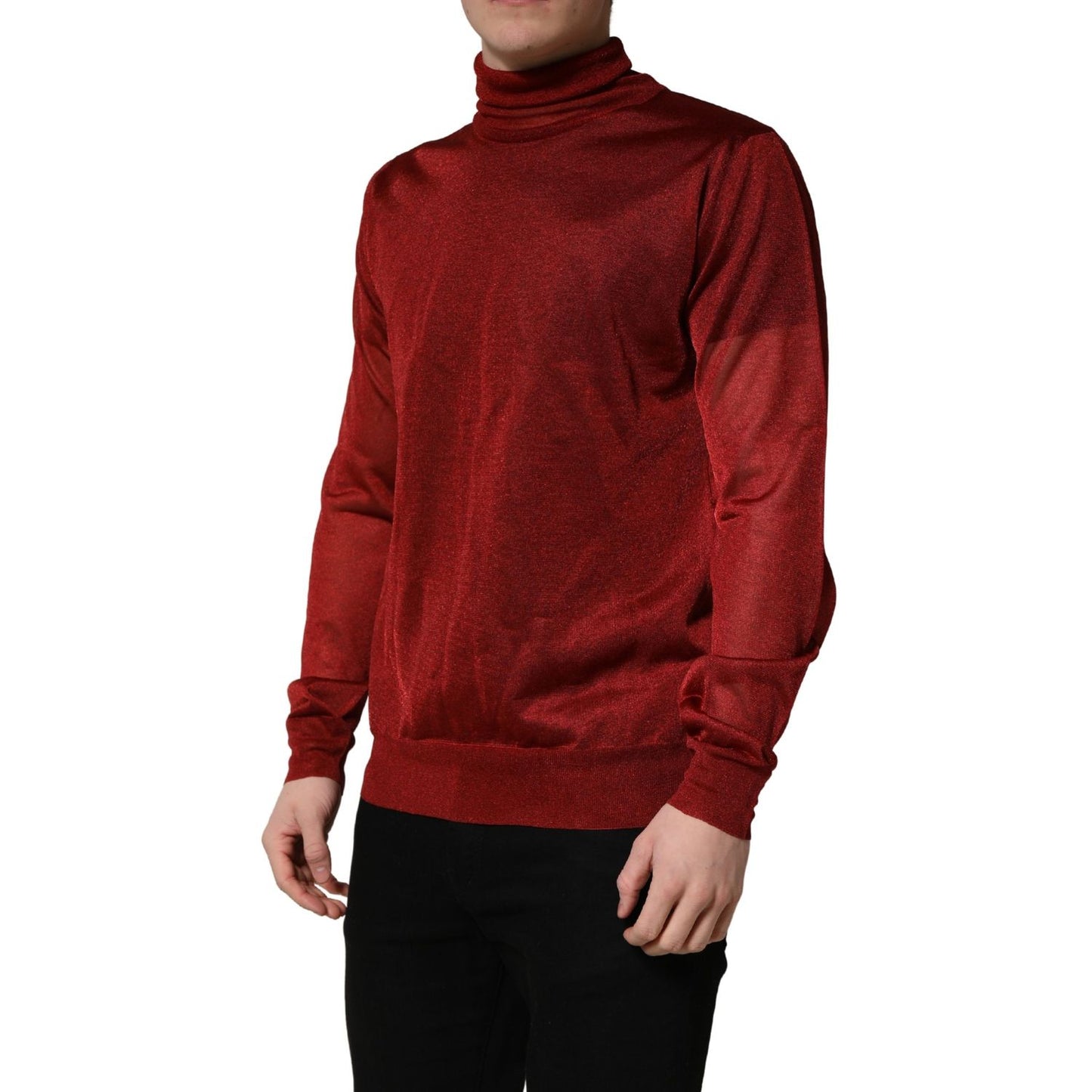 Dolce & Gabbana Red Long Sleeve TurtleNeck Pullover Sweater