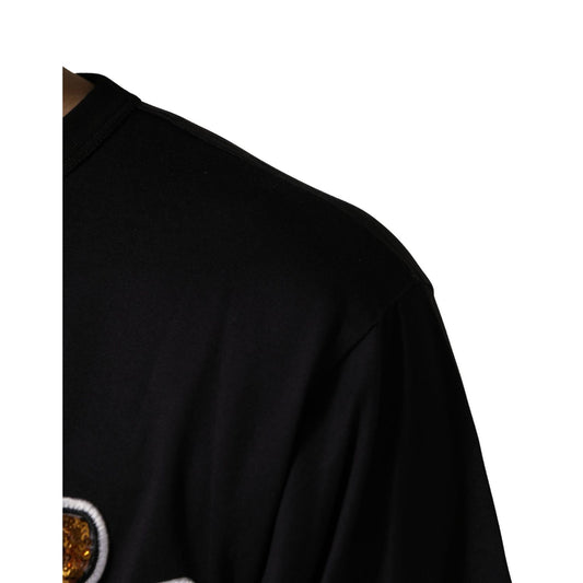 Dolce & Gabbana Black Angel Print Cotton Crew Neck T-shirt