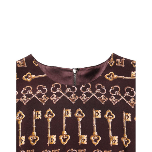 Dolce & Gabbana Brown Keys Fitted Sheath Knee Length Dress