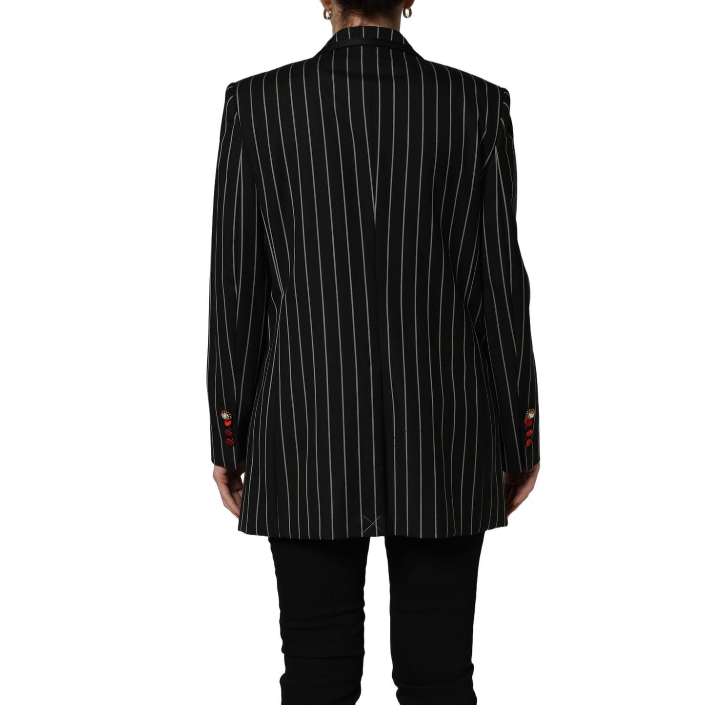 Dolce & Gabbana Black Stripe Double-Breasted Blazer Jacket