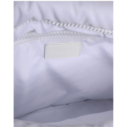 Dolce & Gabbana White Logo Plaque Polyester Quilted Shoulder Borse Bag