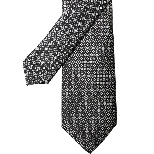 Dolce & Gabbana Black White Patterned Silk Adjustable Men Necktie Tie