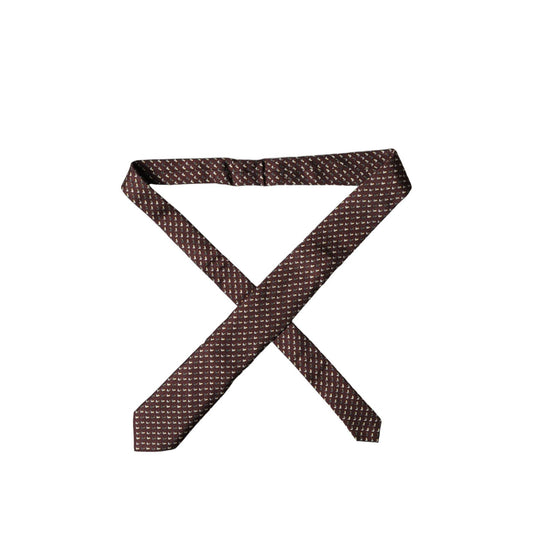 Dolce & Gabbana Burgundy Geometric Silk Adjustable Men Tied Necktie Tie