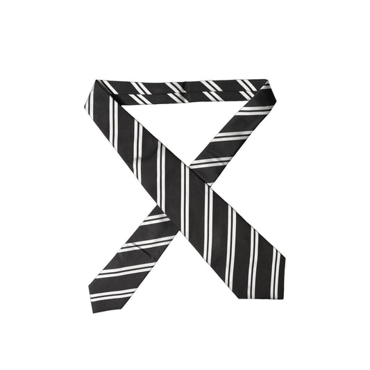 Dolce & Gabbana Black White Stripes Silk Adjustable Women Necktie Tie