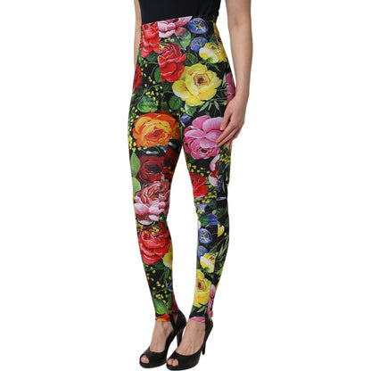 Dolce & Gabbana Multicolor Floral Stretch Jersey Leggings Pants