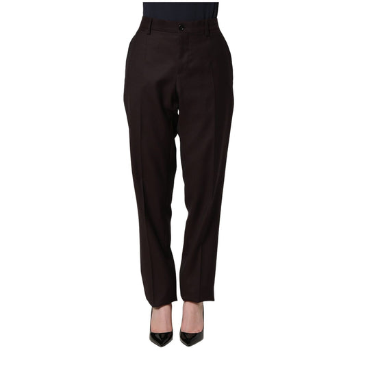 Dolce & Gabbana Brown Straight Leg Dress Silk Trousers Pants