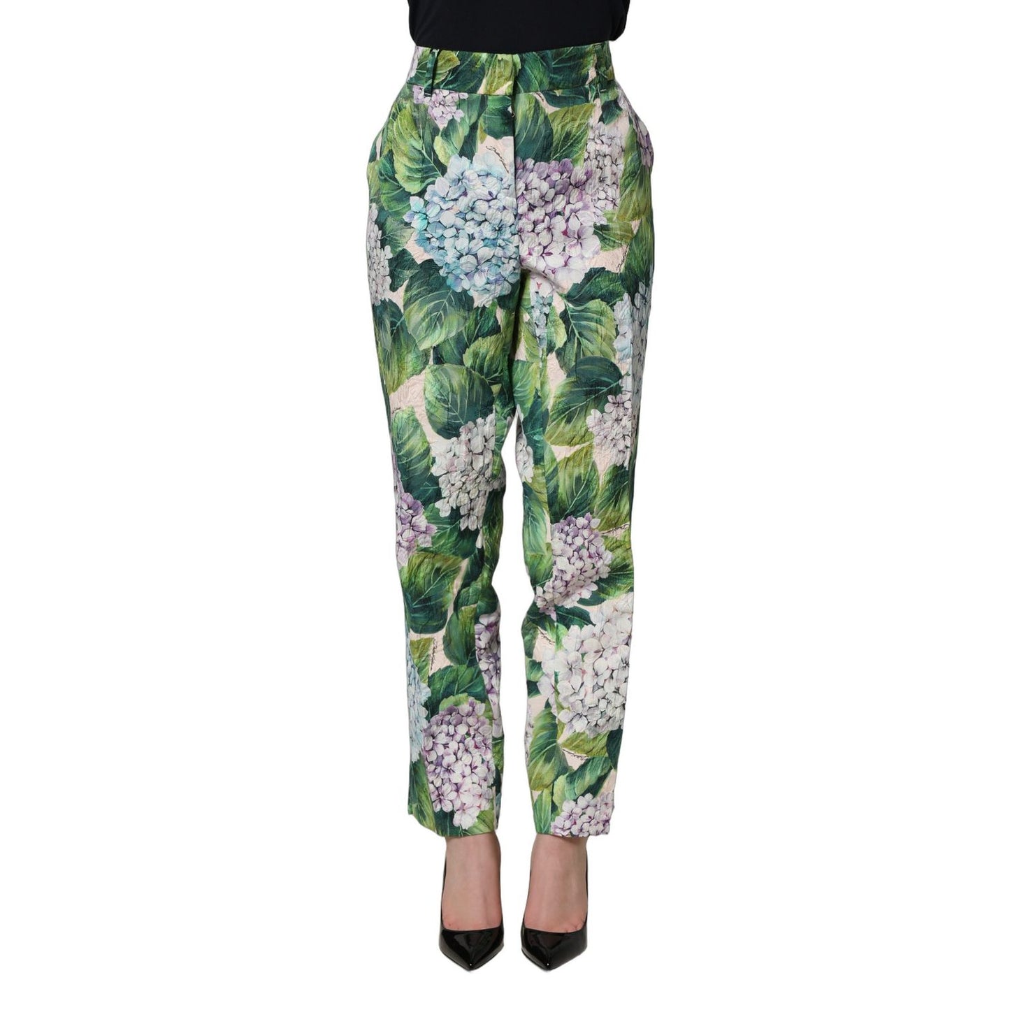 Dolce & Gabbana Multicolor Floral Print Tapered Trouser Pants