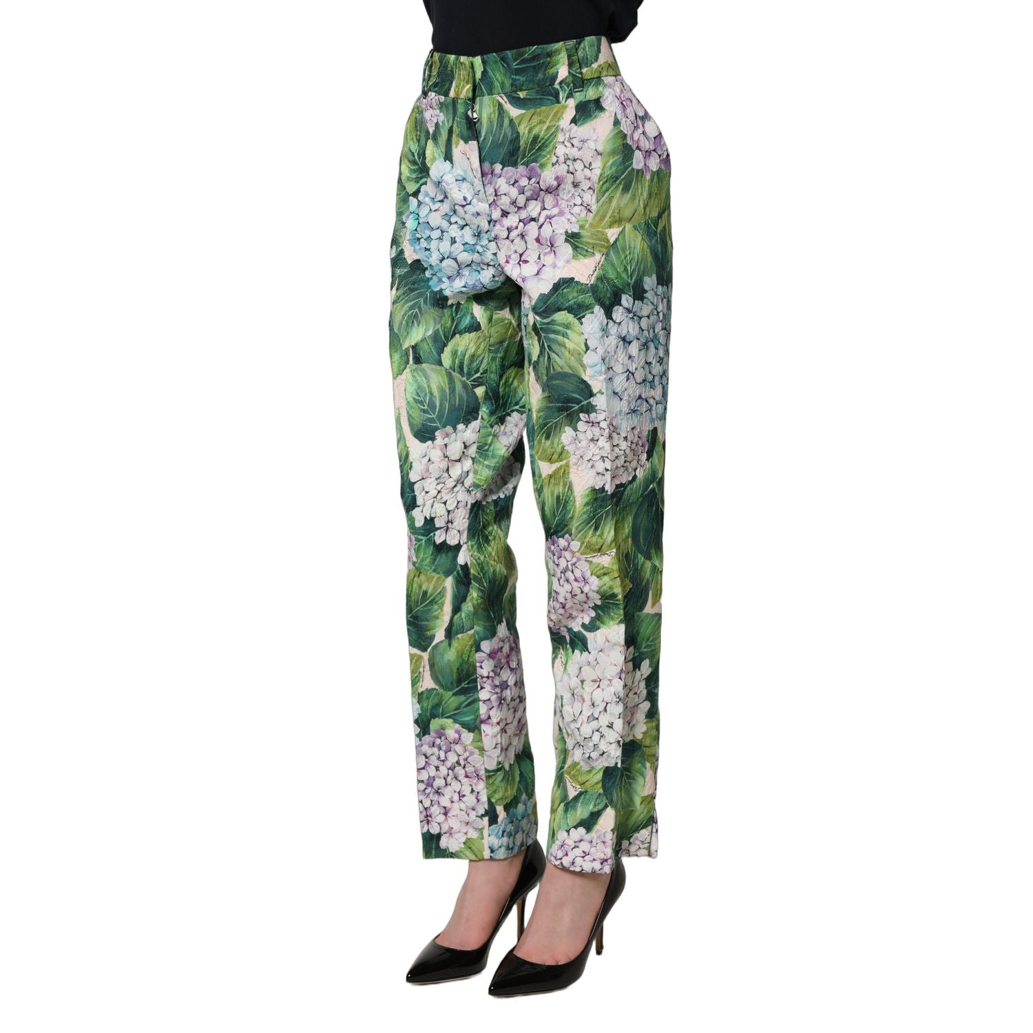 Dolce & Gabbana Multicolor Floral Print Tapered Trouser Pants