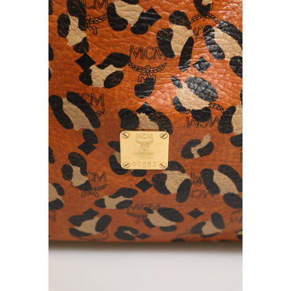 MCM Visetos Leopard Aren Medium Shopper Tote