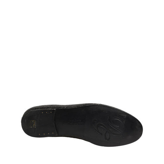 Dolce & Gabbana Black Crystal Embellished Men Loafers Shoes