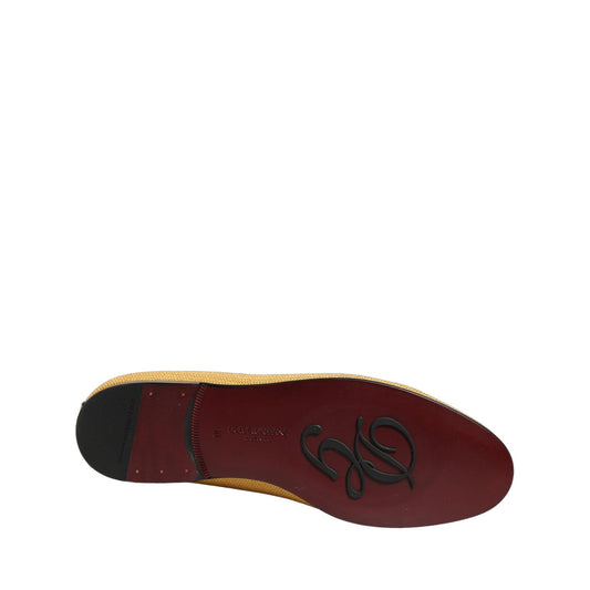 Dolce & Gabbana Yellow Woven Men Slip On Dress Loafers Shoes