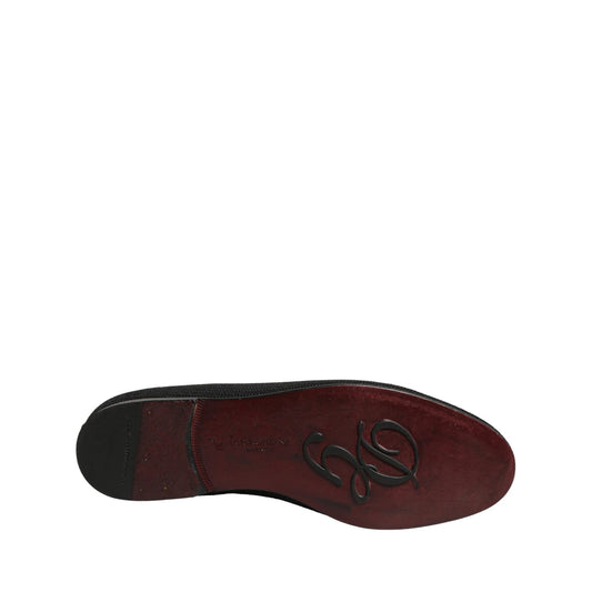 Dolce & Gabbana Black Woven Men Slip On Dress Loafers Shoes