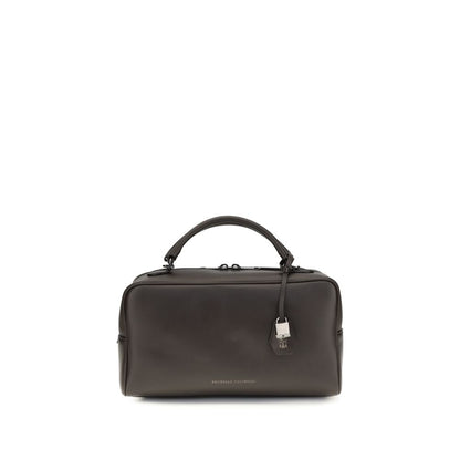 Brunello Cucinelli Brown Calf Leather Bos Taurus Shoulder Bag