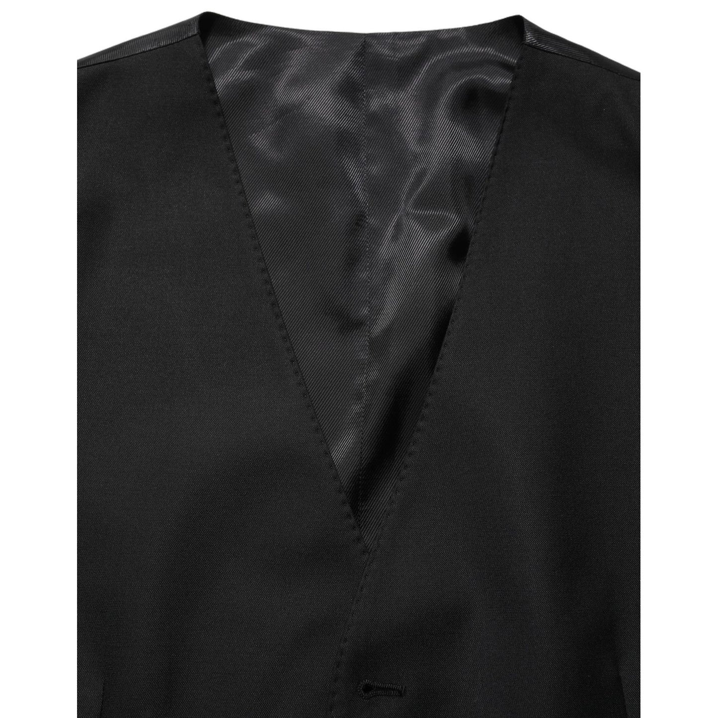 Dolce & Gabbana Black Wool Single Breasted Waistcoat Vest