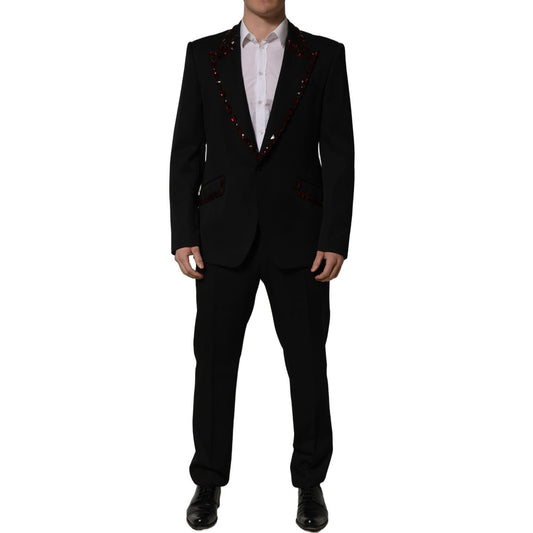 Dolce & Gabbana Black Crystal Embellished 2 Piece Suit