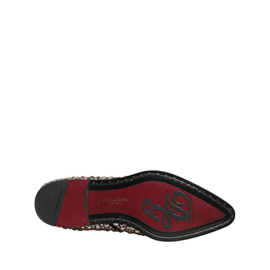 Dolce & Gabbana Silver Embellished Chelsea Ankle Boots Shoes