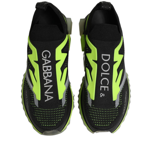 Dolce & Gabbana Black Green Sorrento Low Top Sneakers Shoes