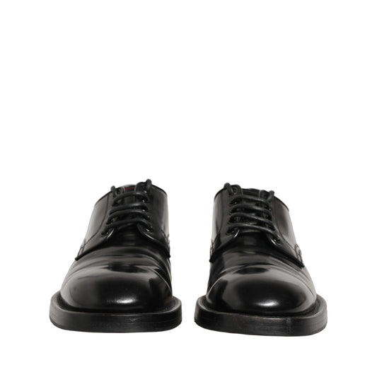 Dolce & Gabbana Black Leather Lace Up Derby Dress Men Shoes