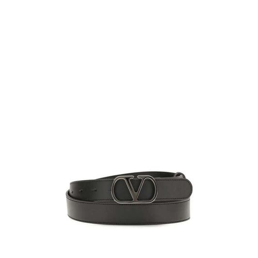 Valentino Garavani Black Calf Leather Bos Taurus Regular Belt