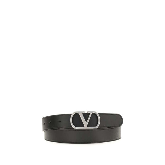Valentino Garavani Black Calf Leather Bos Taurus Regular Belt