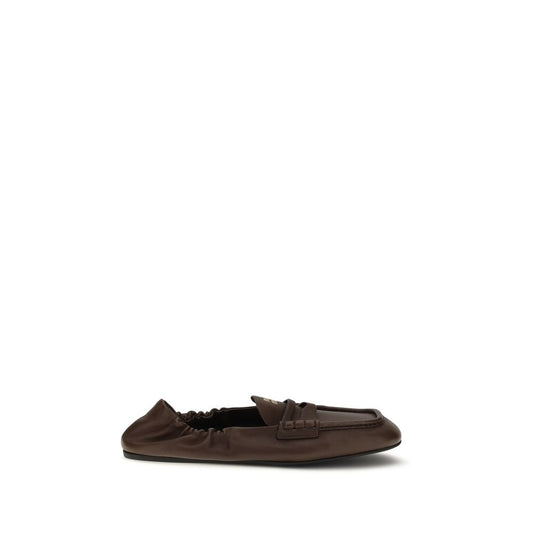 Miu Miu Brown Lamb Ovis Aries Slip-On Loafers