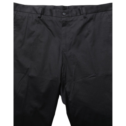 Dolce & Gabbana Black Cotton Tapered Leg Dress Trouser Pants