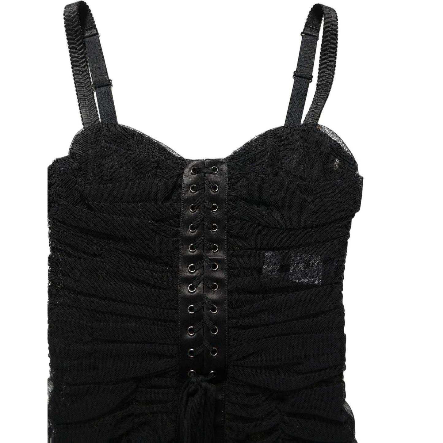 Dolce & Gabbana Sleeveless V-neck Shift Knee Length Black