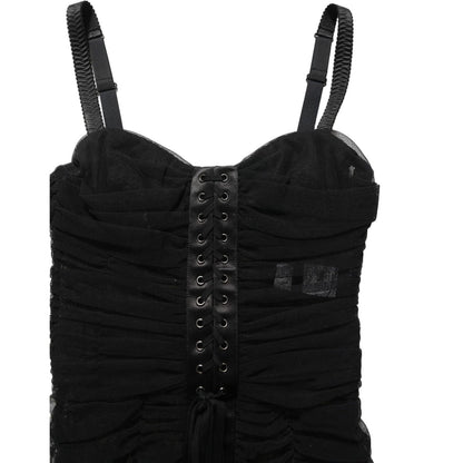 Dolce & Gabbana Sleeveless V-neck Shift Knee Length Black