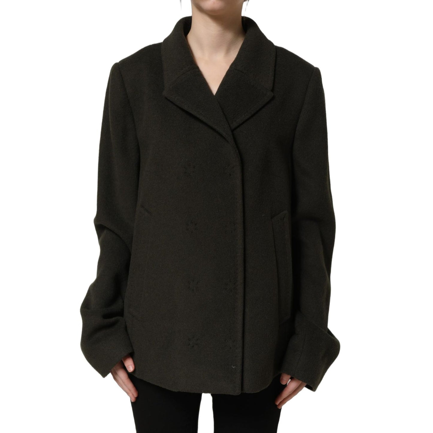 Dolce & Gabbana Dark Green Double Breasted Peacoat Jacket