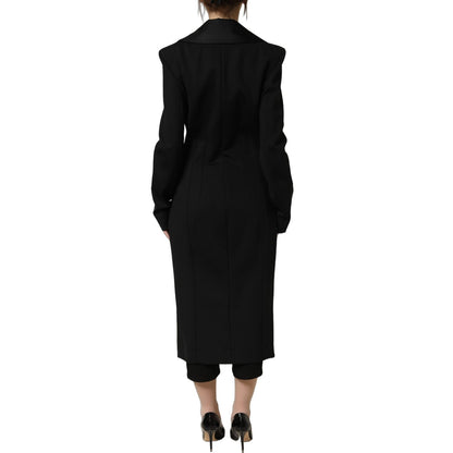Dolce & Gabbana Black Nylon Double Breasted Coat Jacket